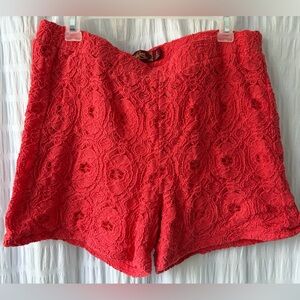 one 5 one Red High-Waist Lace Overlay Shorts